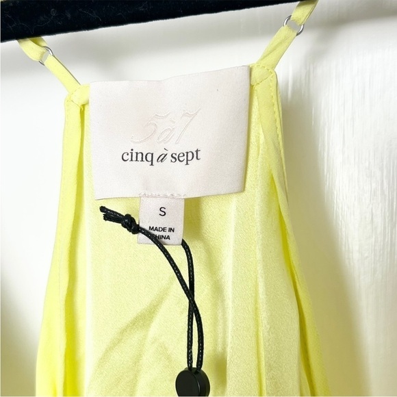 NWT CINQ A SEPT Silk Pastel Y2K Sleeveless Ruffle Hem V-Neck Babydoll Cami Top S - Picture 7 of 9